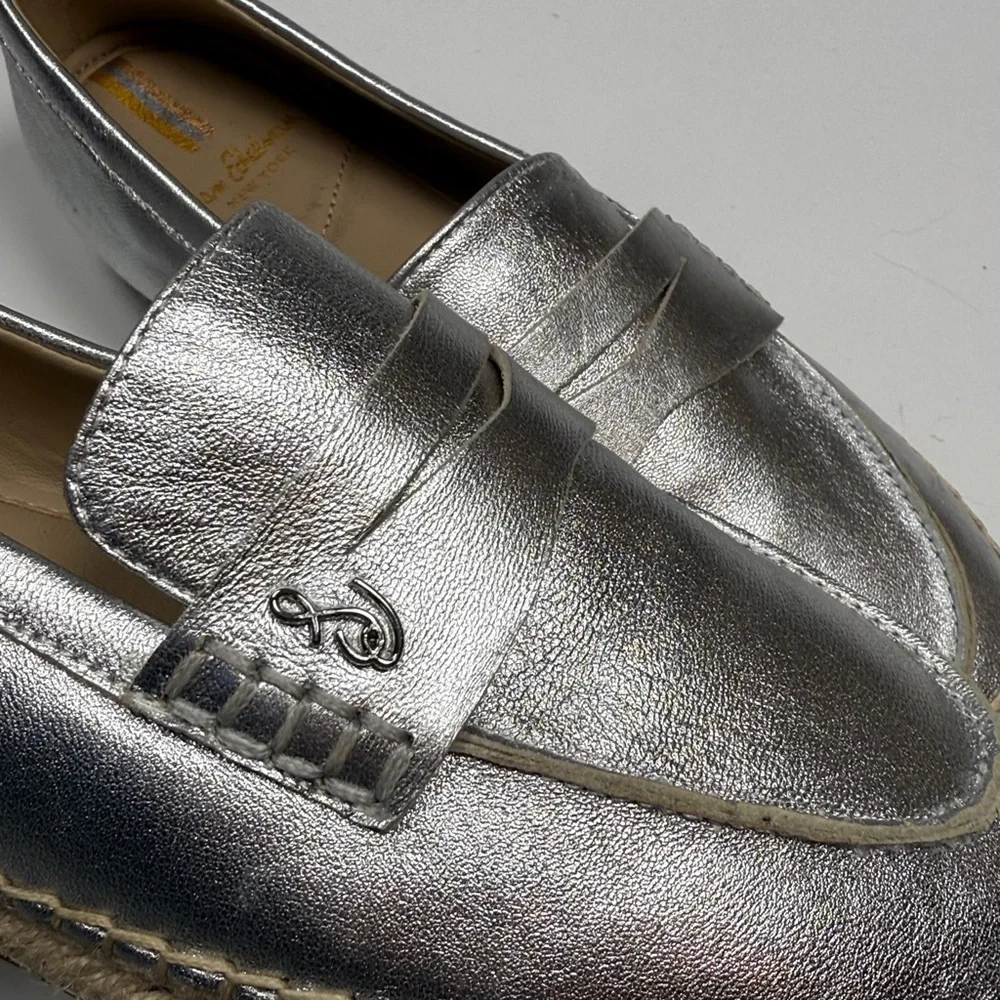 Sam Edelman Kai Espadrille Leather Slip-on Shoe in Silver NWOT S-523 Sz 6.5